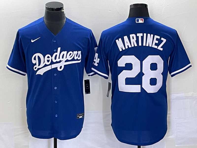 Mens Los Angeles Dodgers #28 JD Martinez Blue Stitched Cool Base Nike Jersey